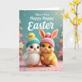 Cute Spring Animals Greeting Card カード (黄色い花)
