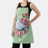 Cute Spring Bluebird & Cherry Blossom Watercolor A エプロン (インサイチュ)