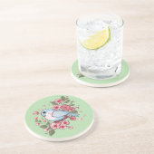 Cute Spring Bluebird & Cherry Blossom Watercolor A コースター (側面)