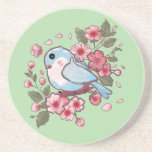 Cute Spring Bluebird & Cherry Blossom Watercolor A コースター<br><div class="desc">Bring the fresh feeling of Spring into your home with this charming Bluebird artwork. The design features a sweet, round bird sitting amongst vibrant pink cherry blossoms (Sakura). With its soft colors and whimsical style, this is the perfect design for nursery decor, Easter greeting cards, or a thoughtful Mother's Day...</div>