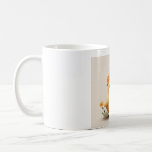 Cute Spring Chick Mug | Daisy Flower Bird コーヒーマグカップ (左)