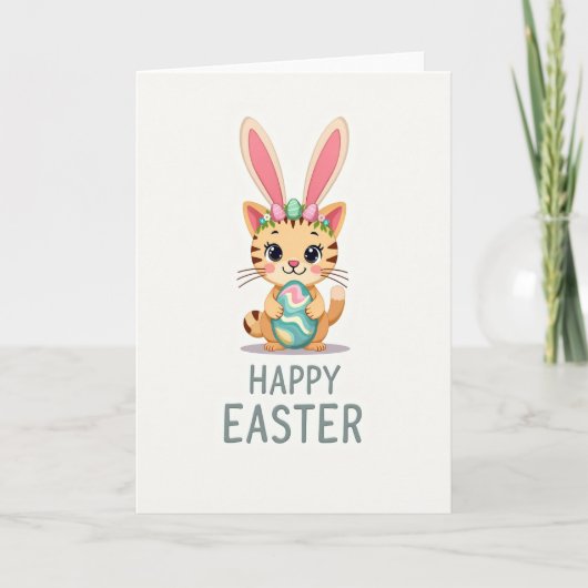 Cute Spring Feline Celebration Card カード (正面)
