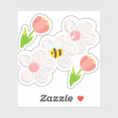 Cute Spring Floral Bee Sticker シール (シート)