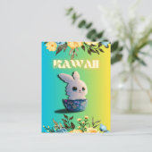 cute spring rabbit with flowers for easter シーズンポストカード (スタンド正面)