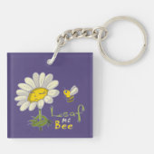  Cute Spring Scene with Daisy Flower and Bee キーホルダー (裏面)