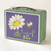 Cute Spring Scene with Daisy Flower and Bee メタルランチボックス (裏面)