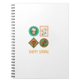Cute Spring Stamp Highland Cow ノートブック