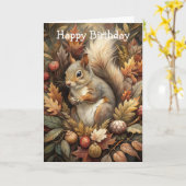 Cute Squirrel カード (黄色い花)