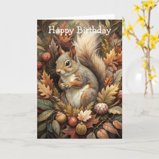 Cute Squirrel カード (黄色い花)