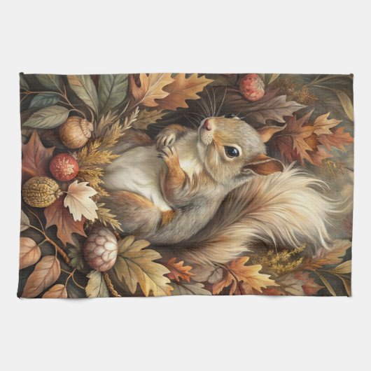 Cute Squirrel キッチンタオル (横)