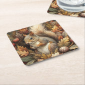 Cute Squirrel スクエアペーパーコースター (アングル)