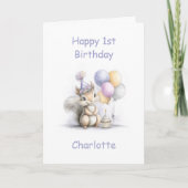 Cute Squirrel 1st Birthday カード (正面)