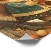 Cute Squirrel Autumn Animal Nursery Wall Art Print ポスター (角)