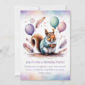 Cute Squirrel Birthday Invitation Woodland Boho  招待状 (正面)