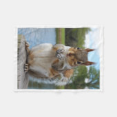 Cute Squirrel by the Lake Nature Fleece Blanket フリースブランケット (正面(横))