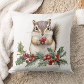 Cute Squirrel Christmas Throw Pillow クッション (ブランケット)