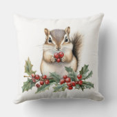 Cute Squirrel Christmas Throw Pillow クッション (裏面)
