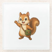 Cute Squirrel Coaster – Okojo and Friends ガラスコースター (正面)