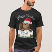 Cute Squirrel Happy Christmas Santa Hat Design Tシャツ (正面)