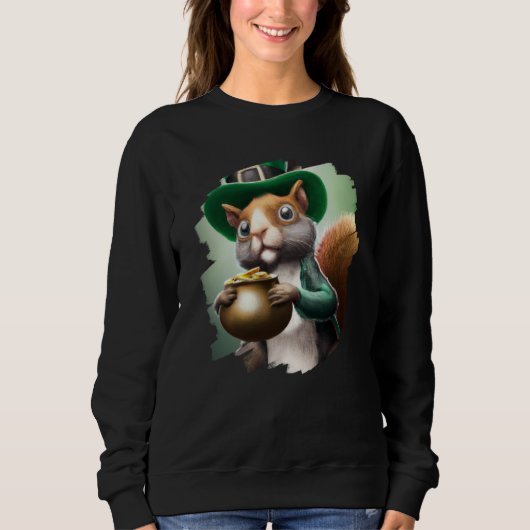 Cute Squirrel Leprechaun St Patricks Day Squirrel  スウェットシャツ (正面)