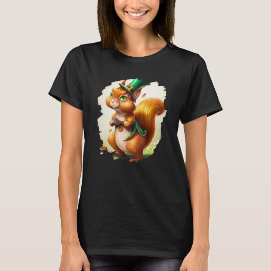 Cute Squirrel Leprechaun St Patricks Day Squirrel  Tシャツ (正面)