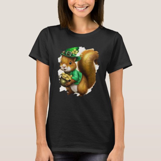 Cute Squirrel Leprechaun St Patricks Day Squirrel Tシャツ (正面)