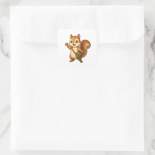 Cute Squirrel Sticker – Okojo and Friends スクエアシール (バッグ)