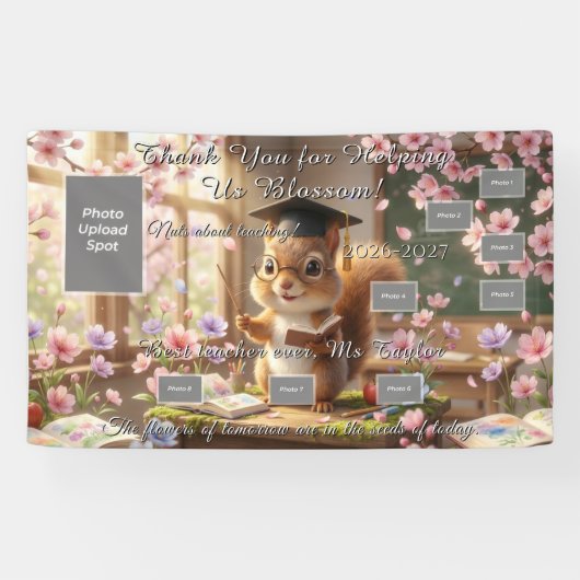 Cute Squirrel Teacher Appreciation Photo Banner 横断幕 (横)