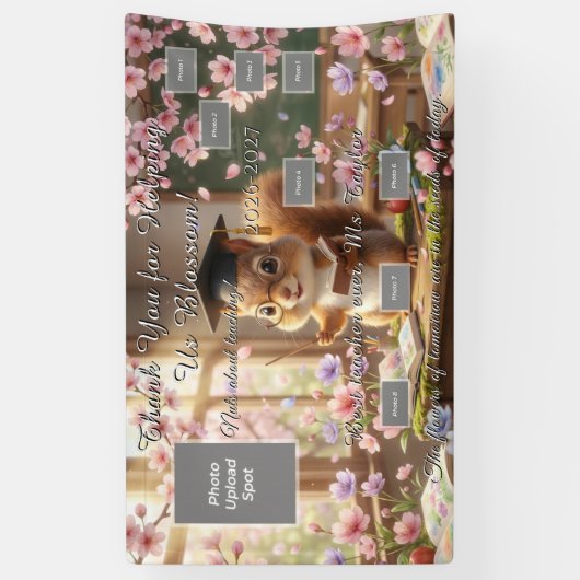 Cute Squirrel Teacher Appreciation Photo Banner 横断幕 (縦)