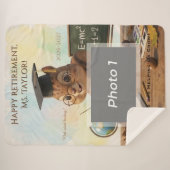 Cute Squirrel Teacher Retirement Blanket Year シェルパブランケット (正面(横))