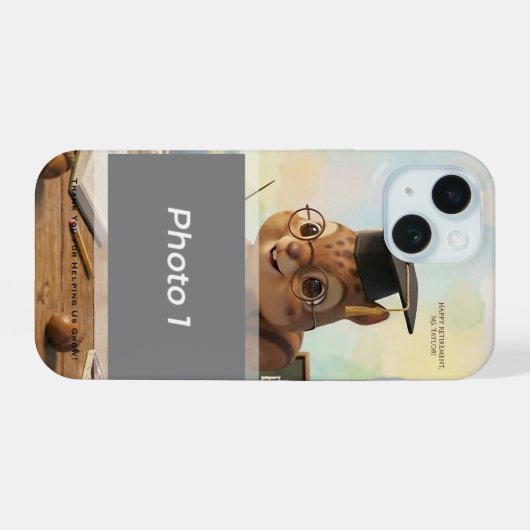 Cute Squirrel Teacher Retirement iPhone 15 Year 15ケース (裏面横)