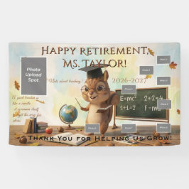 Cute Squirrel Teacher Retirement Photo Banner 2026 横断幕