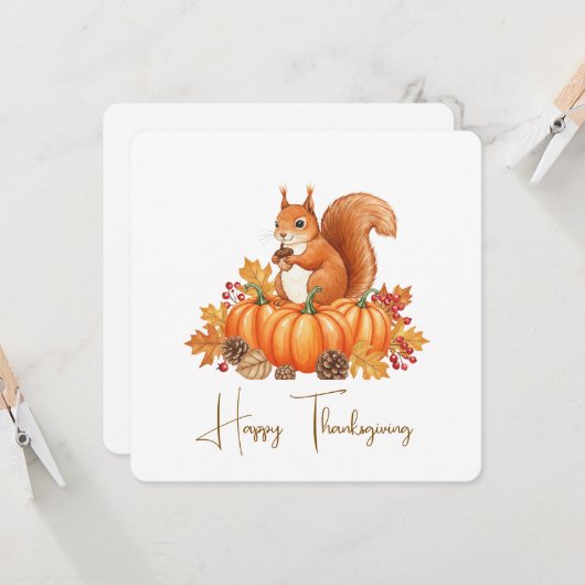 Cute squirrel thanksgiving card  カード (正面/裏面インサイチュ)