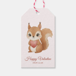 Cute Squirrel with Heart Valentine's Day ギフトタグ