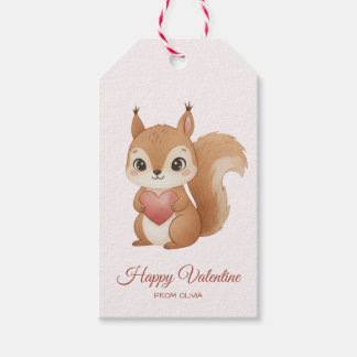 Cute Squirrel with Heart Valentine's Day ギフトタグ