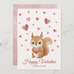 Cute Squirrel with Heart Valentine's Day シーズンカード