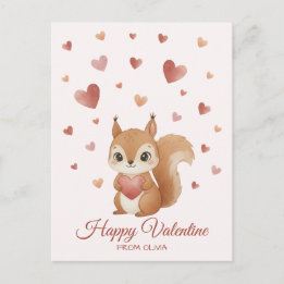 Cute Squirrel with Heart Valentine's Day シーズンポストカード