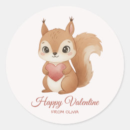 Cute Squirrel with Heart Valentine's Day ラウンドシール