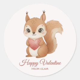 Cute Squirrel with Heart Valentine's Day ラウンドシール