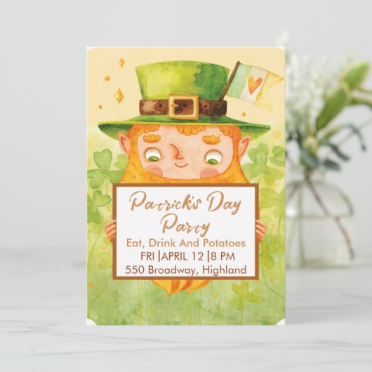 Cute St. Patrick’s Day Party Invitation 招待状 (スタンド正面)