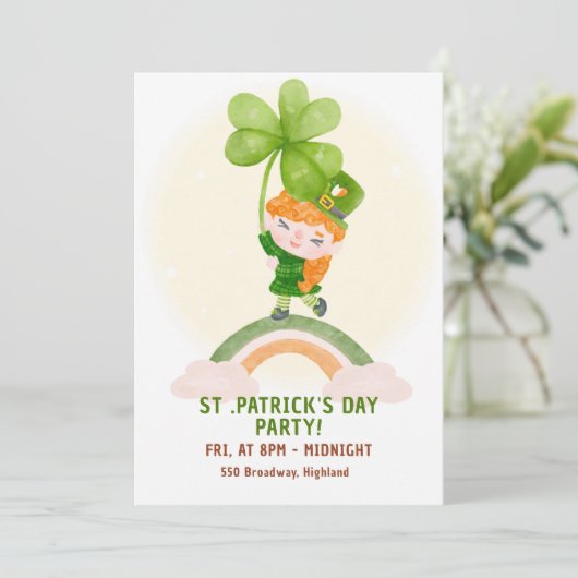 Cute St. Patrick’s Day Party Invitation 招待状 (スタンド正面)