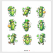 Cute St. Patrick’s Day Pickle Characters シール (シート)