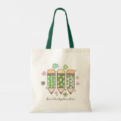 Cute St. Patrick’s Day Teacher Tote with Clovers トートバッグ (裏面)