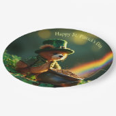 Cute St. Patrick’s Day Teddy Bear ペーパープレート (アングル)