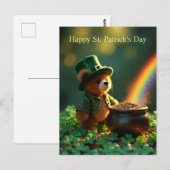Cute St. Patrick’s Day Teddy Bear ポストカード (正面/裏面)