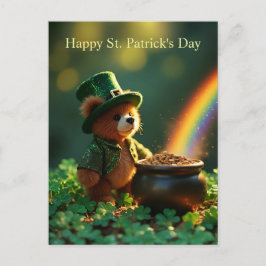 Cute St. Patrick’s Day Teddy Bear ポストカード
