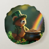 Cute St. Patrick’s Day Teddy Bear ラウンドクッション (裏面)