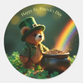 Cute St. Patrick’s Day Teddy Bear ラウンドシール (正面)