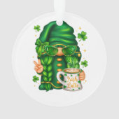 Cute St Patricks Day Gnome Drinking Coffee オーナメント (裏面)
