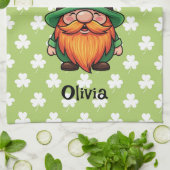 Cute St. Patrick's Day Lucky Leprechaun Gnome  キッチンタオル (折り畳み)